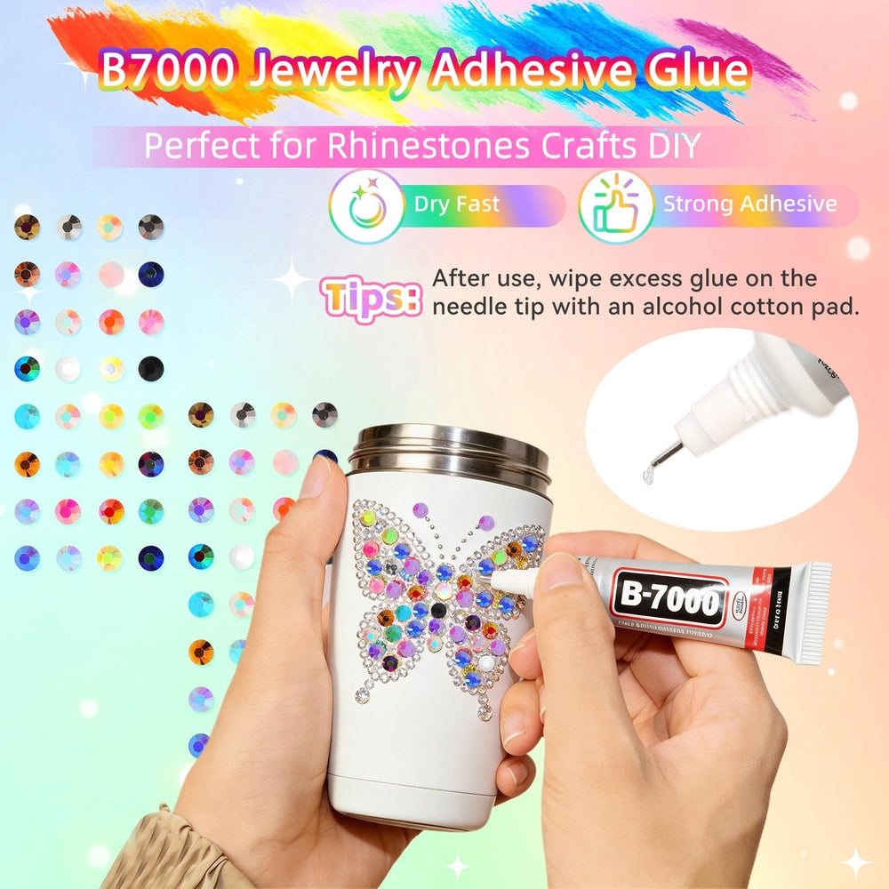 Anower tweezers holding a rhinestone demonstrating precise placement advantage