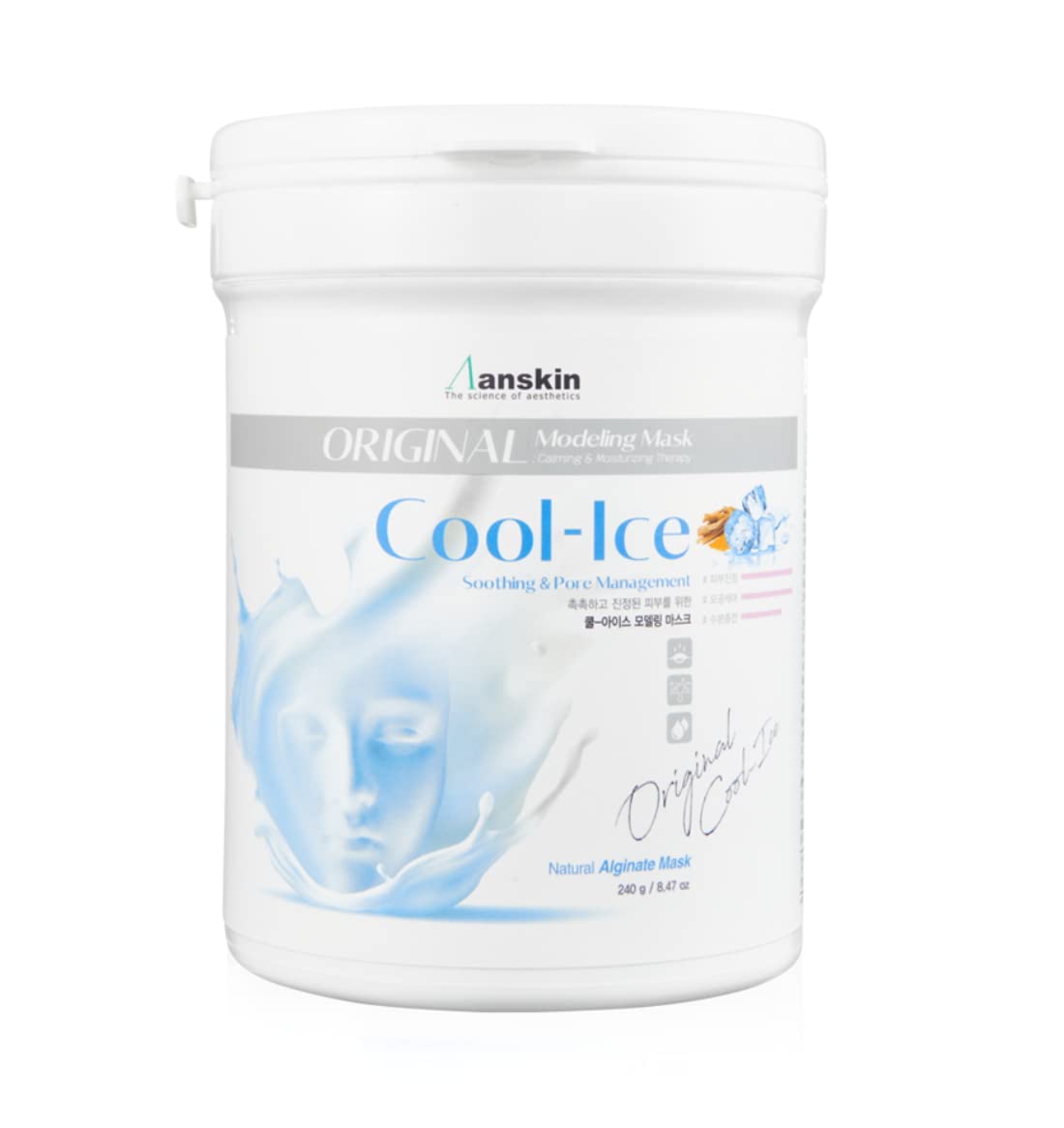 Anskin front packaging showing 240g powder pack and product benefits