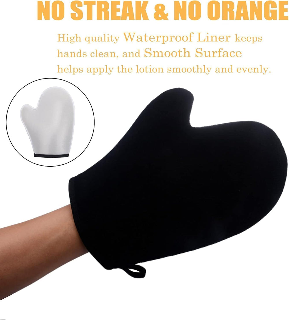 ANSPHIE full tanning mitt showing waterproof liner that prevents hand staining