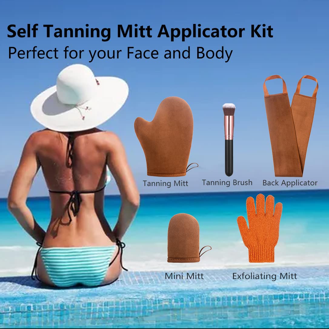 ANSPHIE lifestyle bathroom setup with kit staged for at-home tanning routine