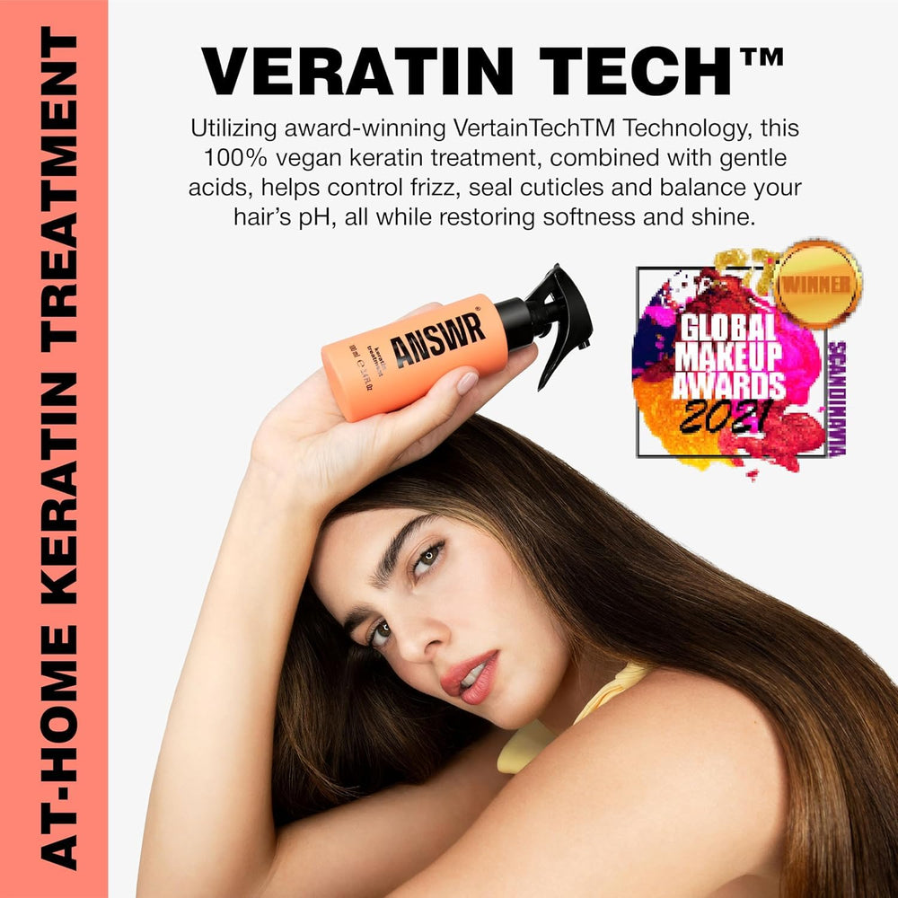 ANSWR being applied to damp hair for at-home smoothing benefit