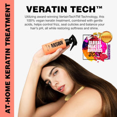 ANSWR being applied to damp hair for at-home smoothing benefit