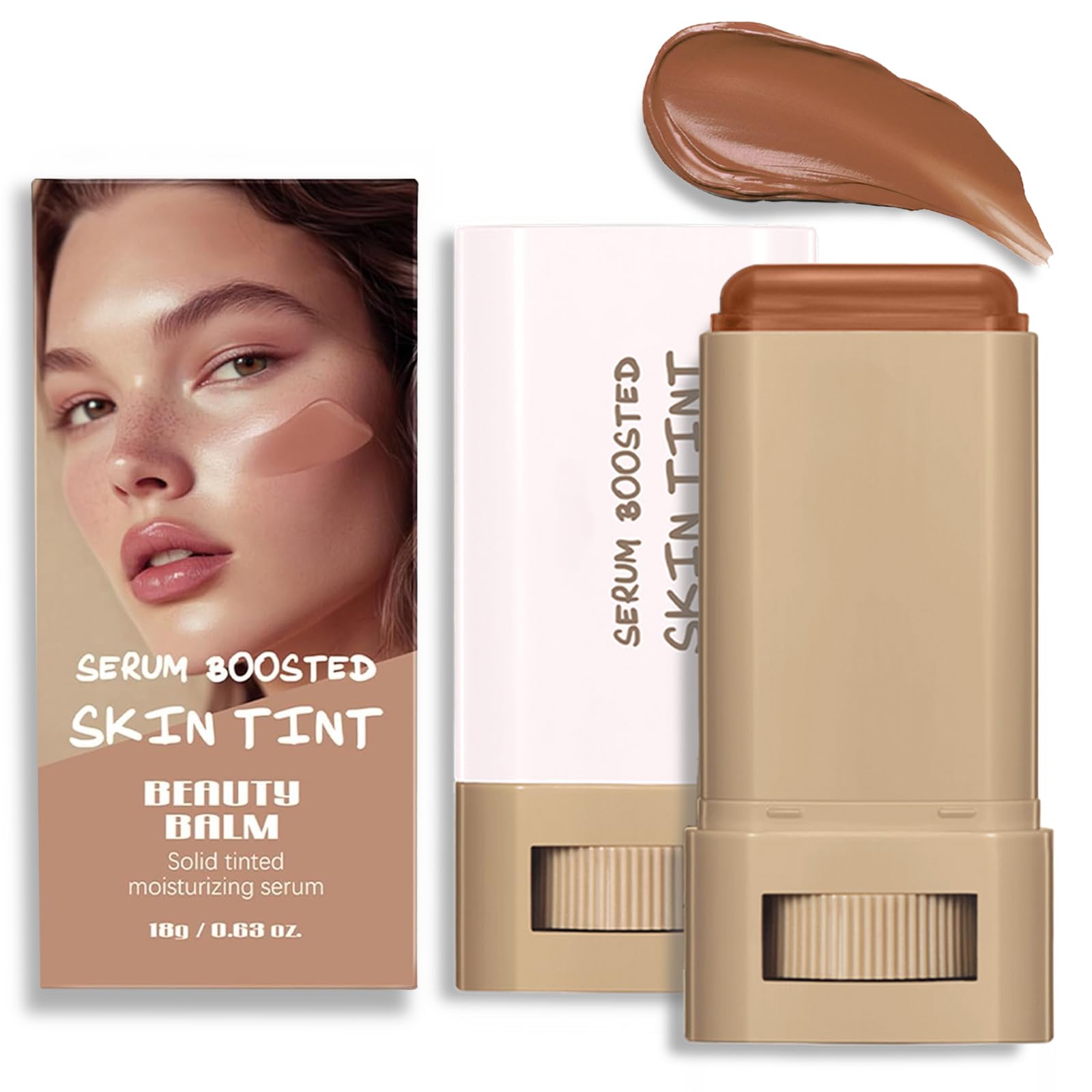 Anweina face stick front packaging showing shade and compact design benefits