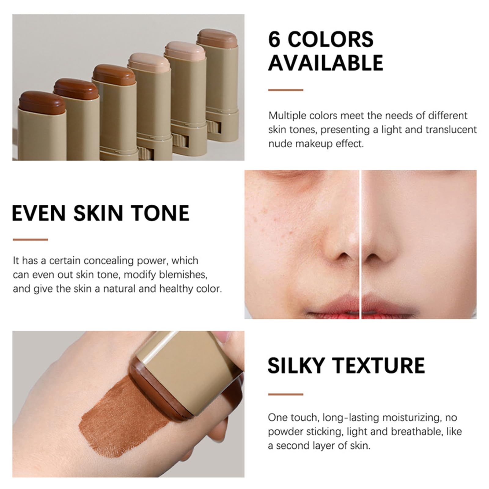 Anweina foundation stick close-up with serum droplets showing hydrating benefit