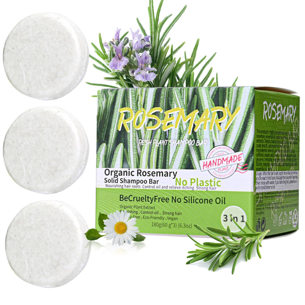 Anweina front packaging showing rosemary shampoo bar and benefits