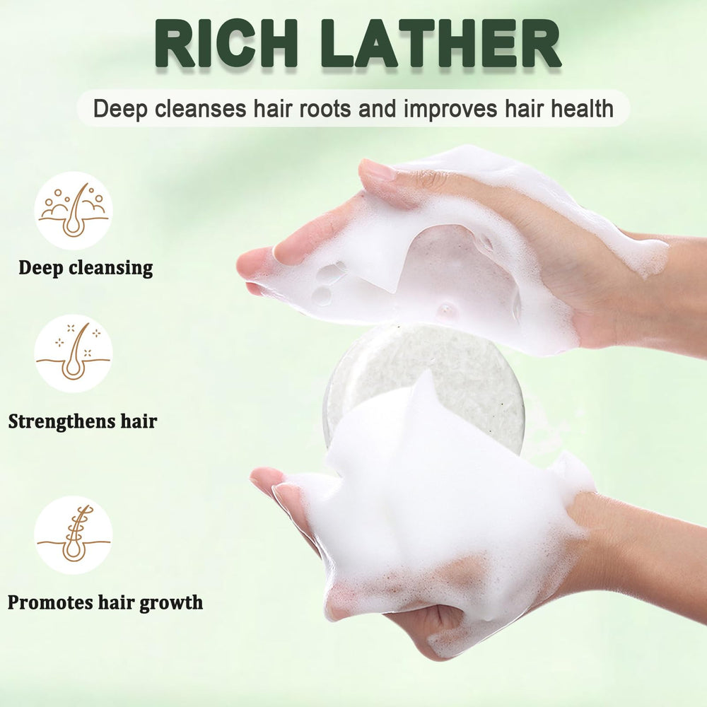 Anweina shampoo bar in hand showing compact size and travel convenience