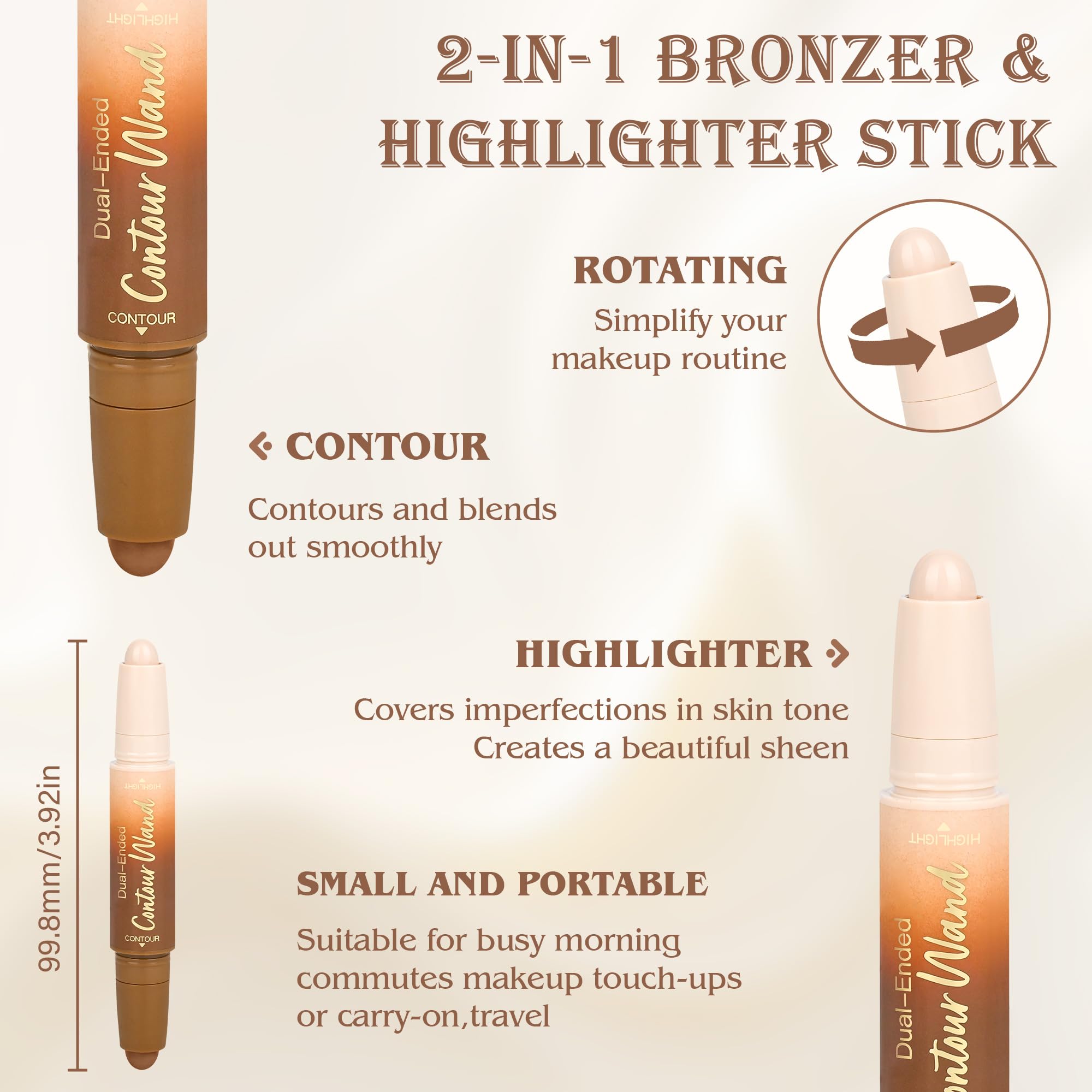 Anwuozu dual-ended stick open revealing contour and highlighter ends for quick paired use