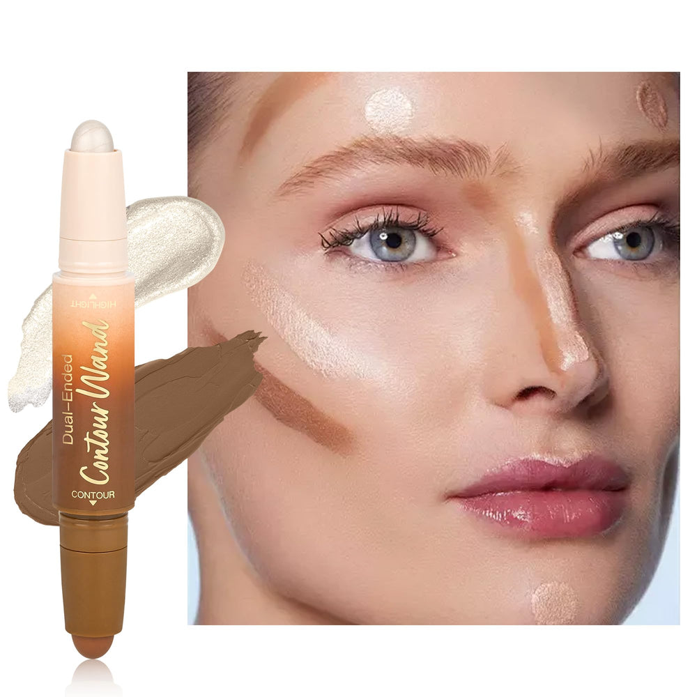 Anwuozu front packaging showing dual-ended contour highlighter, easy storage benefit