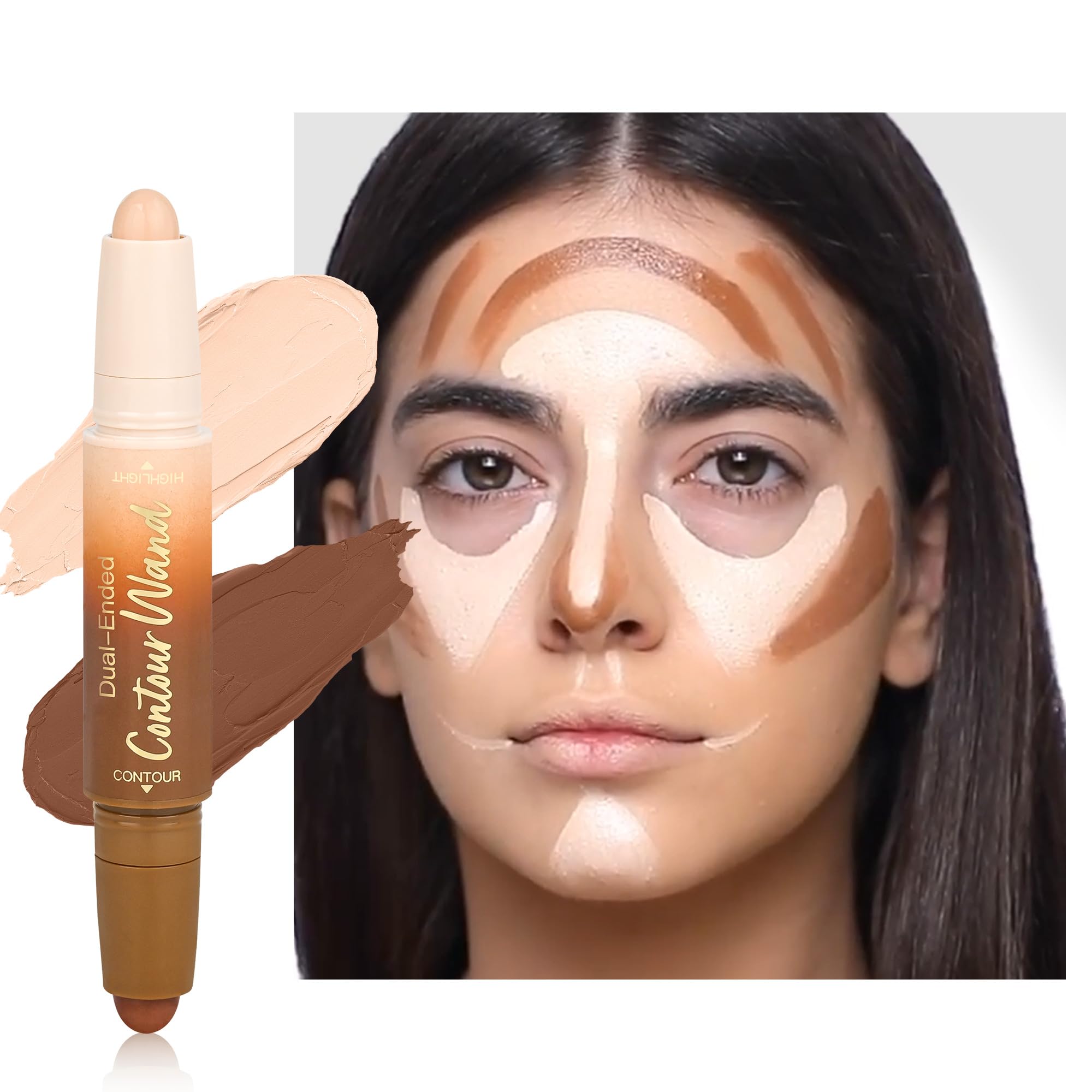 Anwuozu front view of closed contour highlighter stick shows compact design and portability benefit