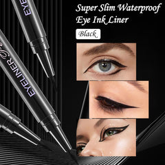 Anwuozu pen applied to eyelid demonstrating smooth glide and clean wing result