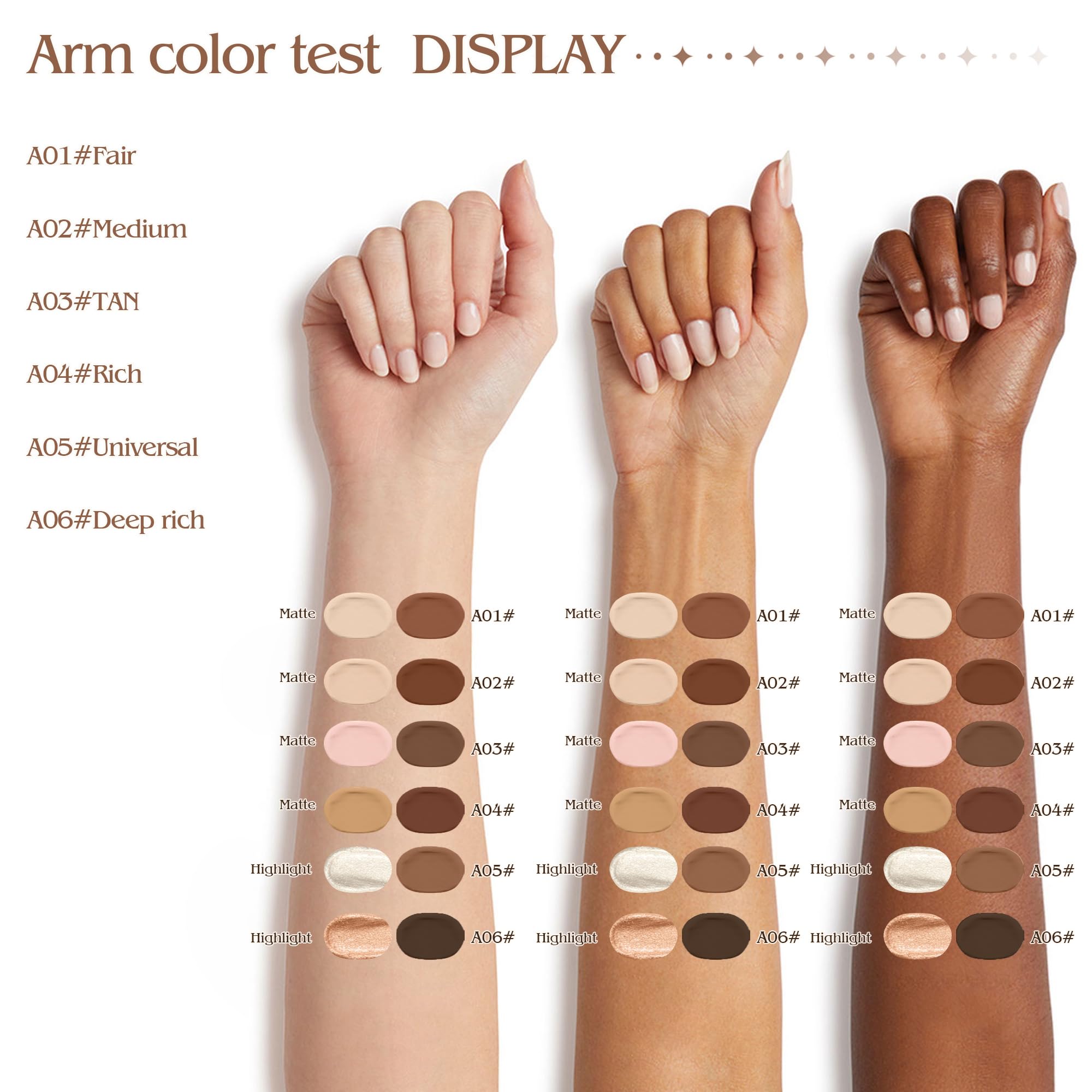 Anwuozu product label close-up showing shade 02 Nude + Light Beige for easy identification