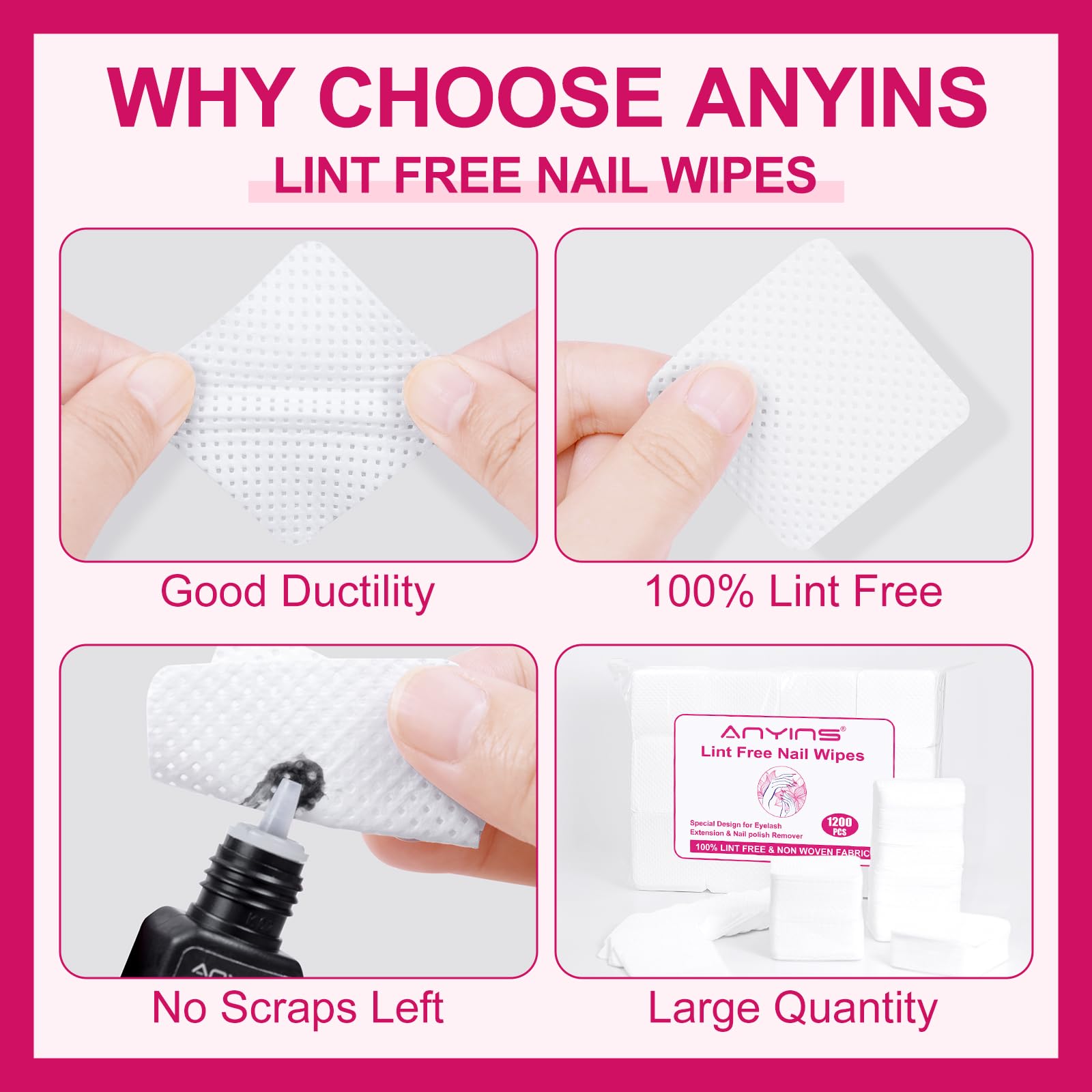 ANYINS close-up of non-woven texture showing lint-free surface benefit
