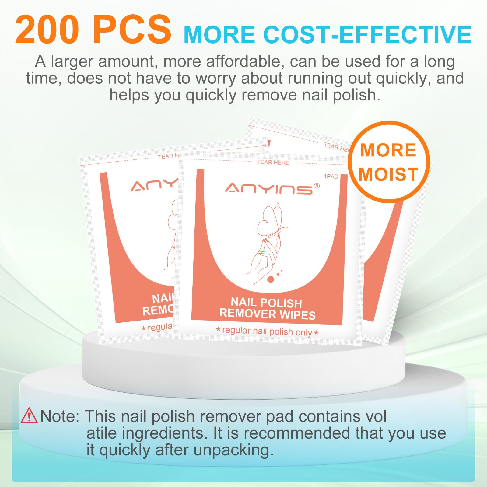 ANYINS used pad with removed polish illustrating quick cleanup advantage