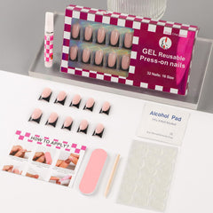 Anyos included tools and nail glue staged for quick application and reliable adhesion