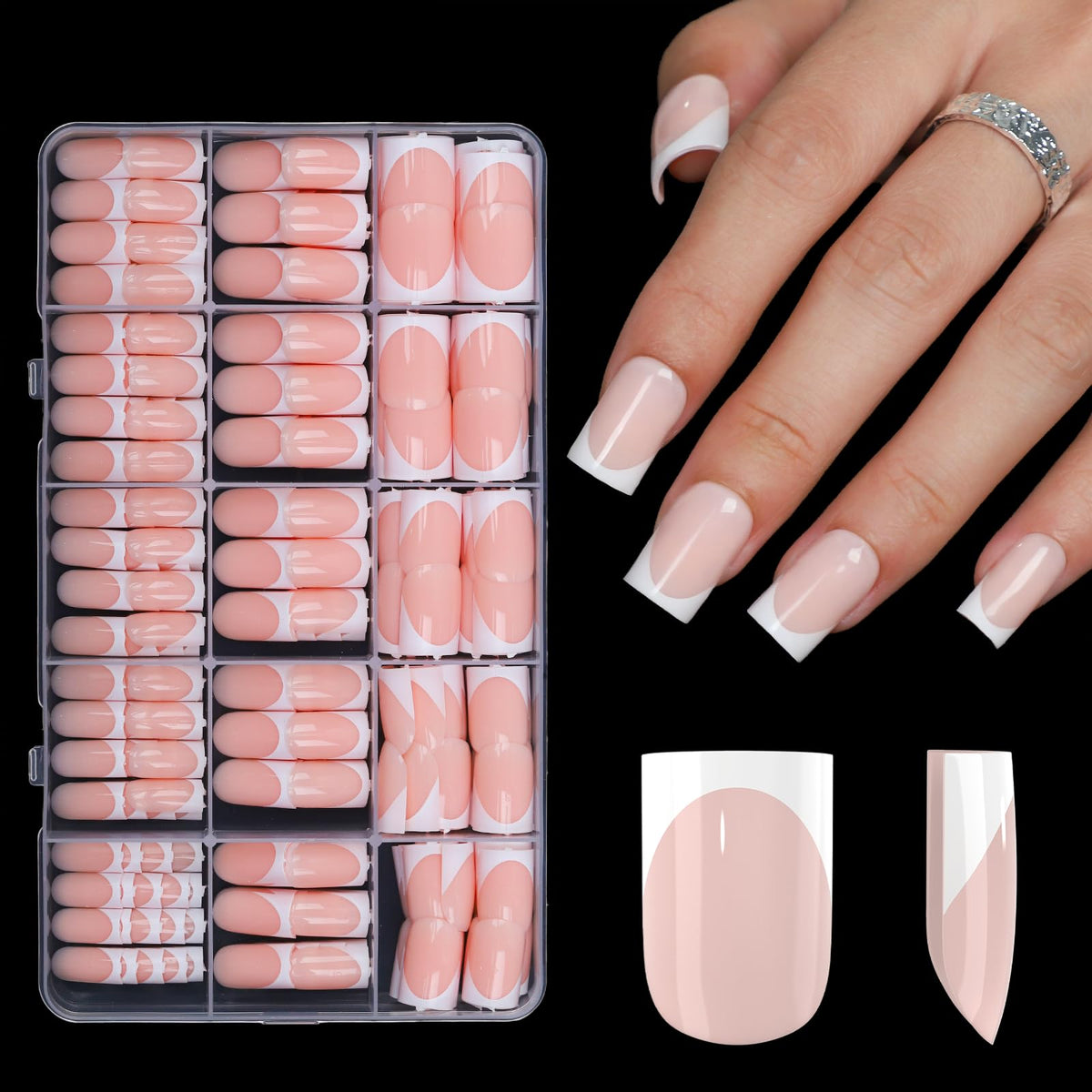 Anyos front packaging showing 300-piece deep nude French set, convenient kit