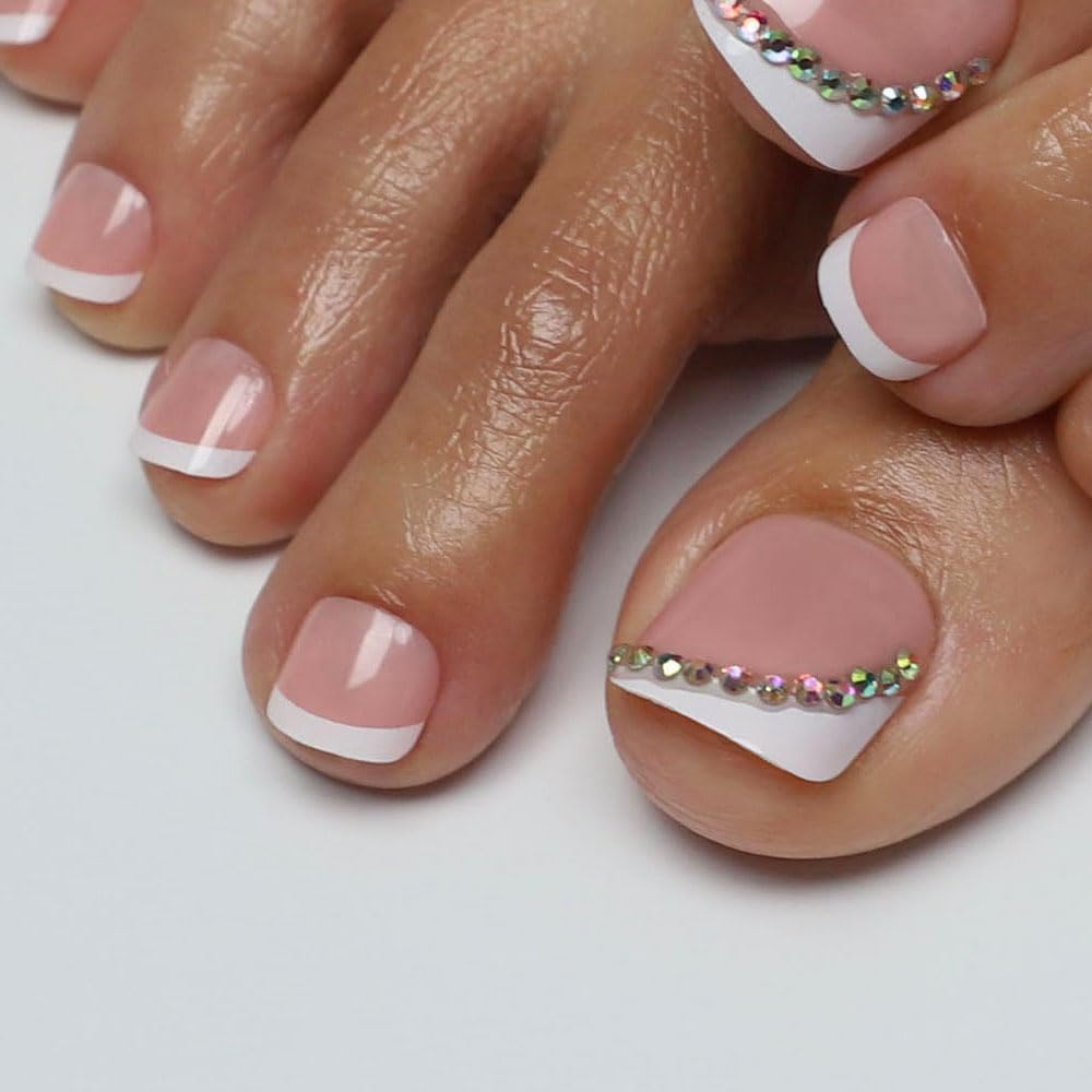 ANYOS front packaging showing full press-on toenail kit and benefits