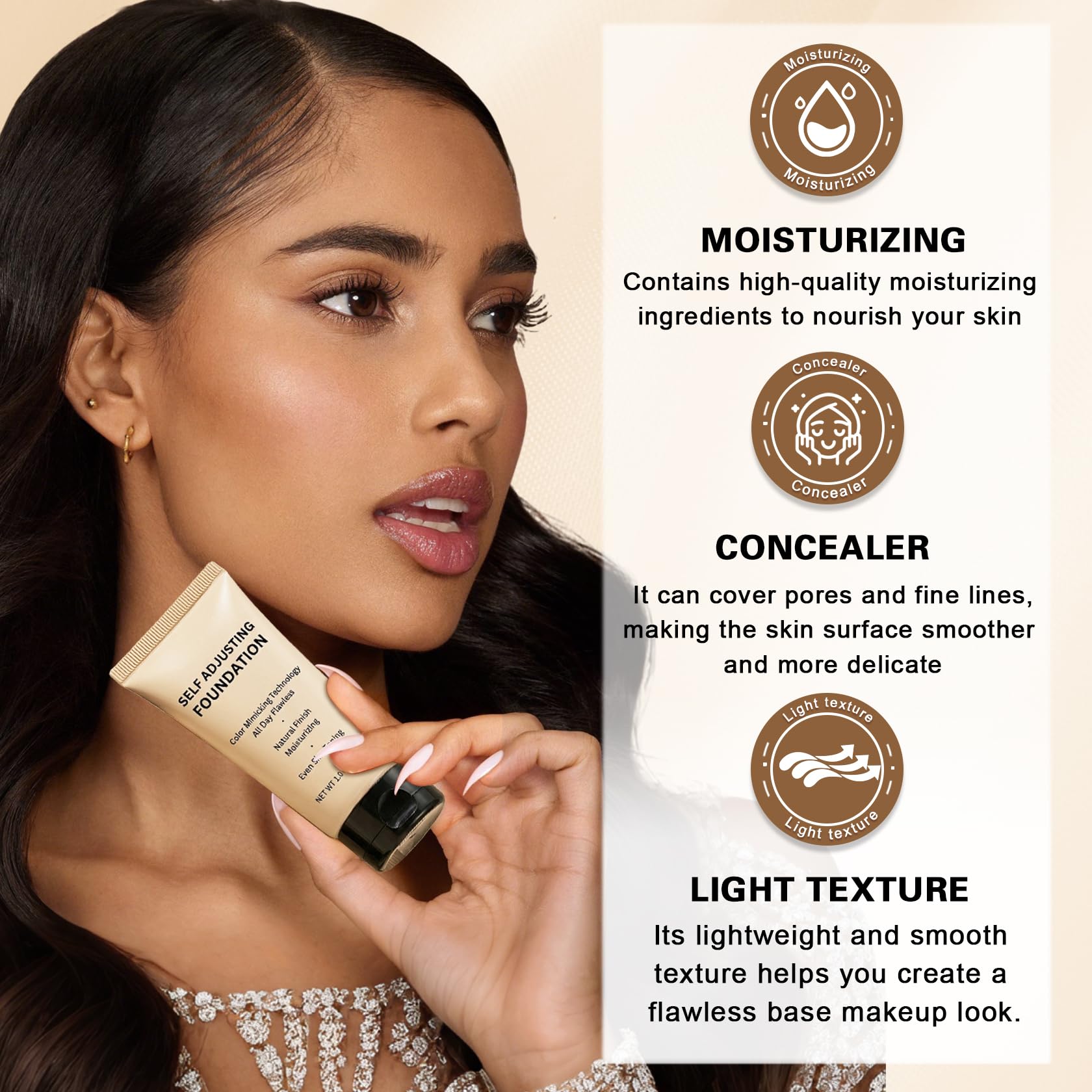 AOAZXBB application on model blending foundation, natural coverage benefit