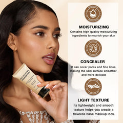 AOAZXBB application on model blending foundation, natural coverage benefit