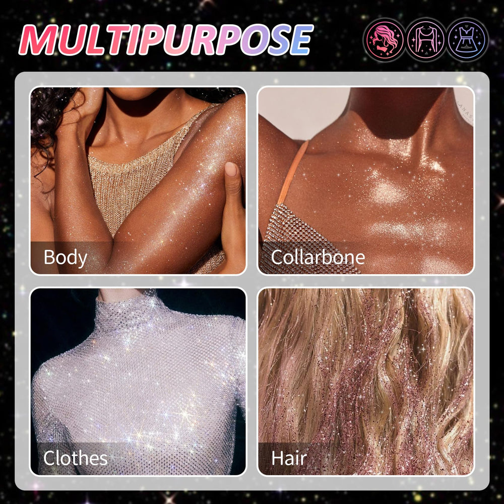 AOAZXBB hair glitter streaks showing shiny dimension and styling versatility