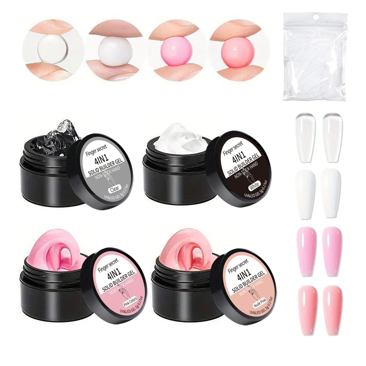 AOBOO kit front packaging showing four gel jars and tools for easy starts
