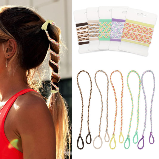 AOCOROE front pack showing five spiral hair ties and color assortment for versatile styling