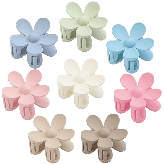 AOENJIE front view of eight colored daisy clips showcasing variety and style
