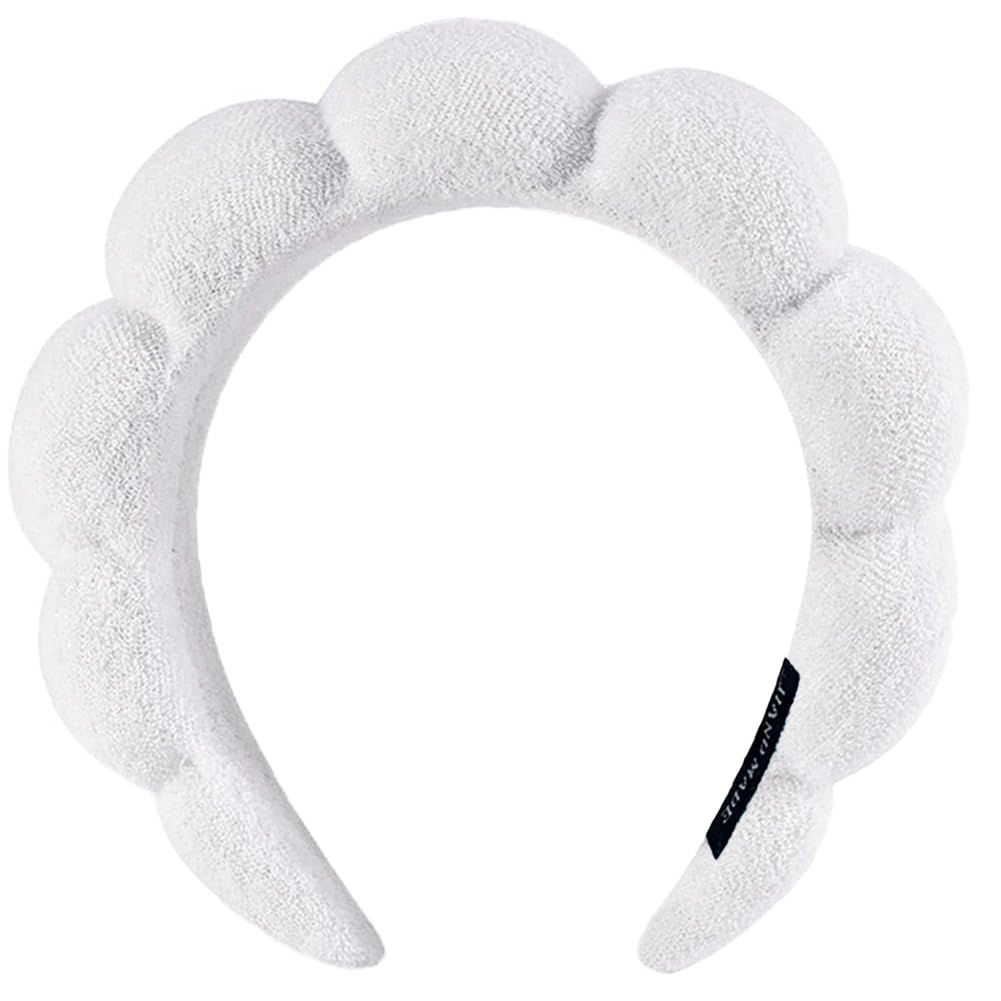 AOENJIE front view white headband showing secure fit and soft comfort