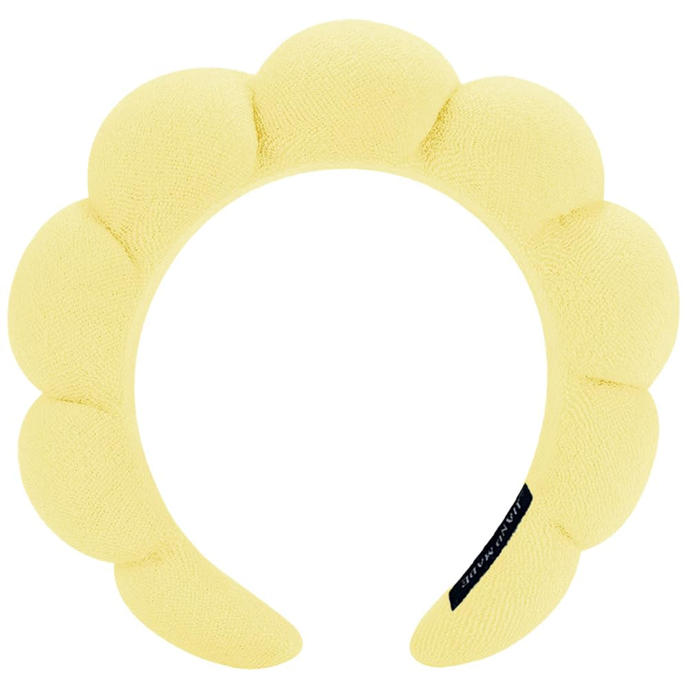 AOENJIE front view yellow headband showing plush shape and secure fit