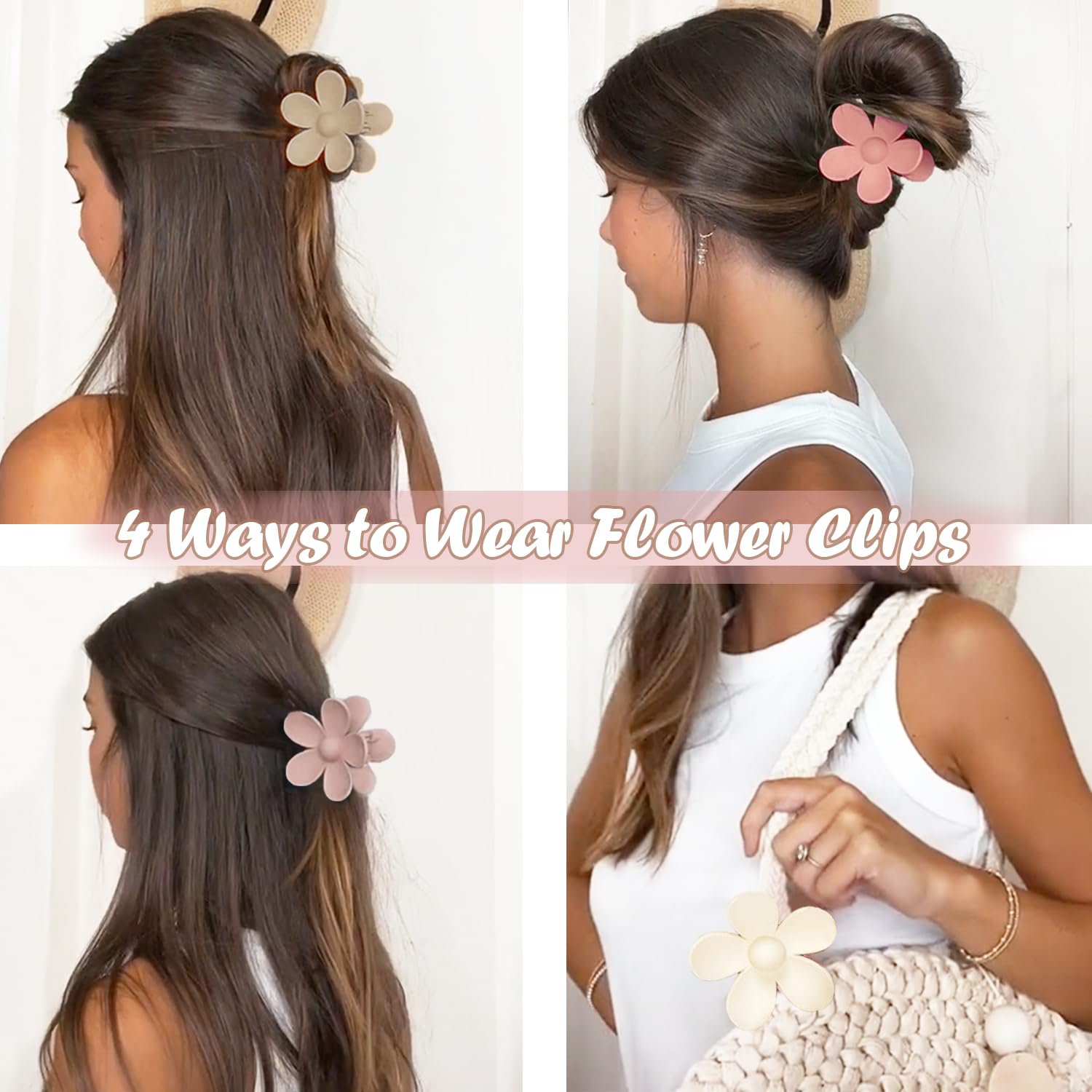 AOENJIE model wearing a clip in a half‑up style demonstrating quick everyday use