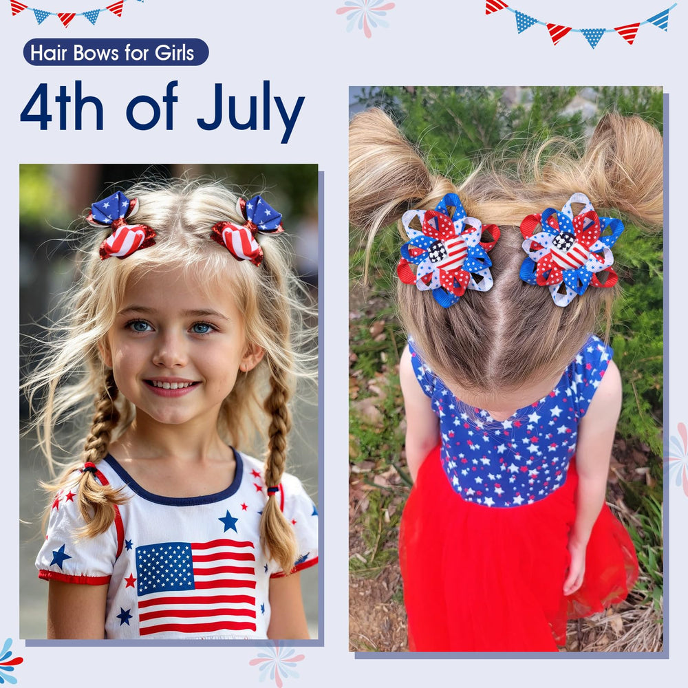 AOFLLU bow clipped in a child's ponytail, showcasing quick styling and joyful appearance