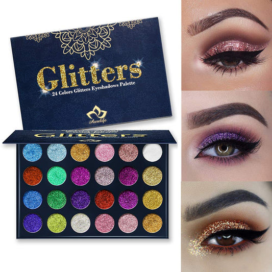 Aolailiya open palette displaying 24 shimmer pans for versatile color options benefit