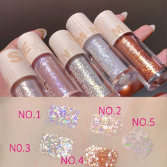 Aolailiya open palette revealing five metallic liquid glitter shades for mixing