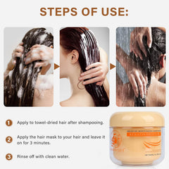 Aomimegel mask applied to wet hair in shower showing deep-conditioning treatment process