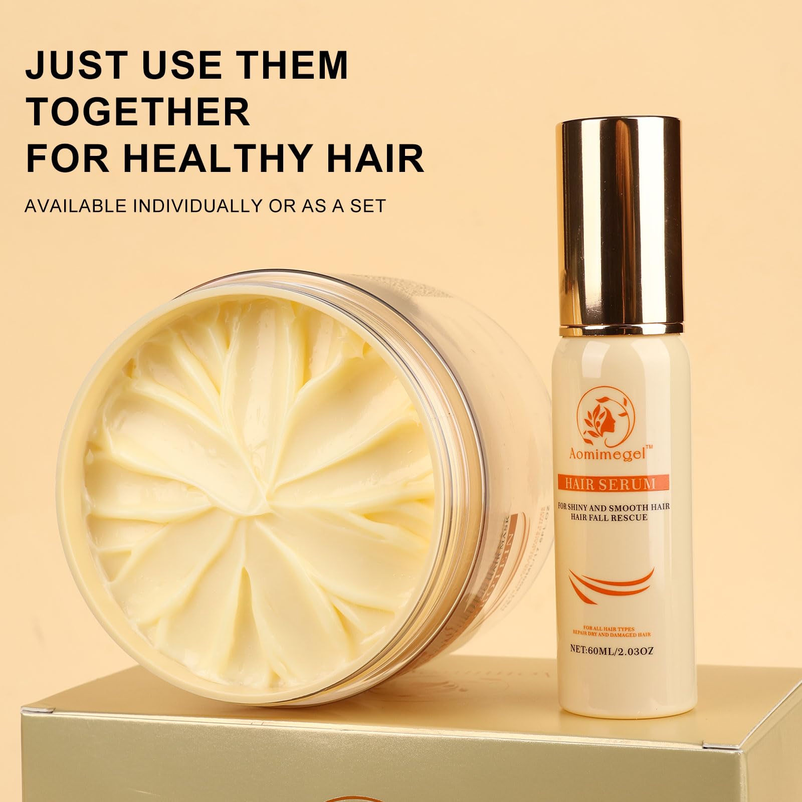 Aomimegel on a bathroom shelf in a styled setting suggesting daily routine and salon results