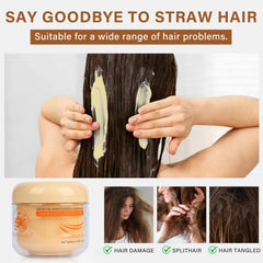 Aomimegel before and after strand comparison showing improved smoothness and strength