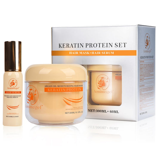 Aomimegel set front packaging showing both mask and oil for easy identification and benefits