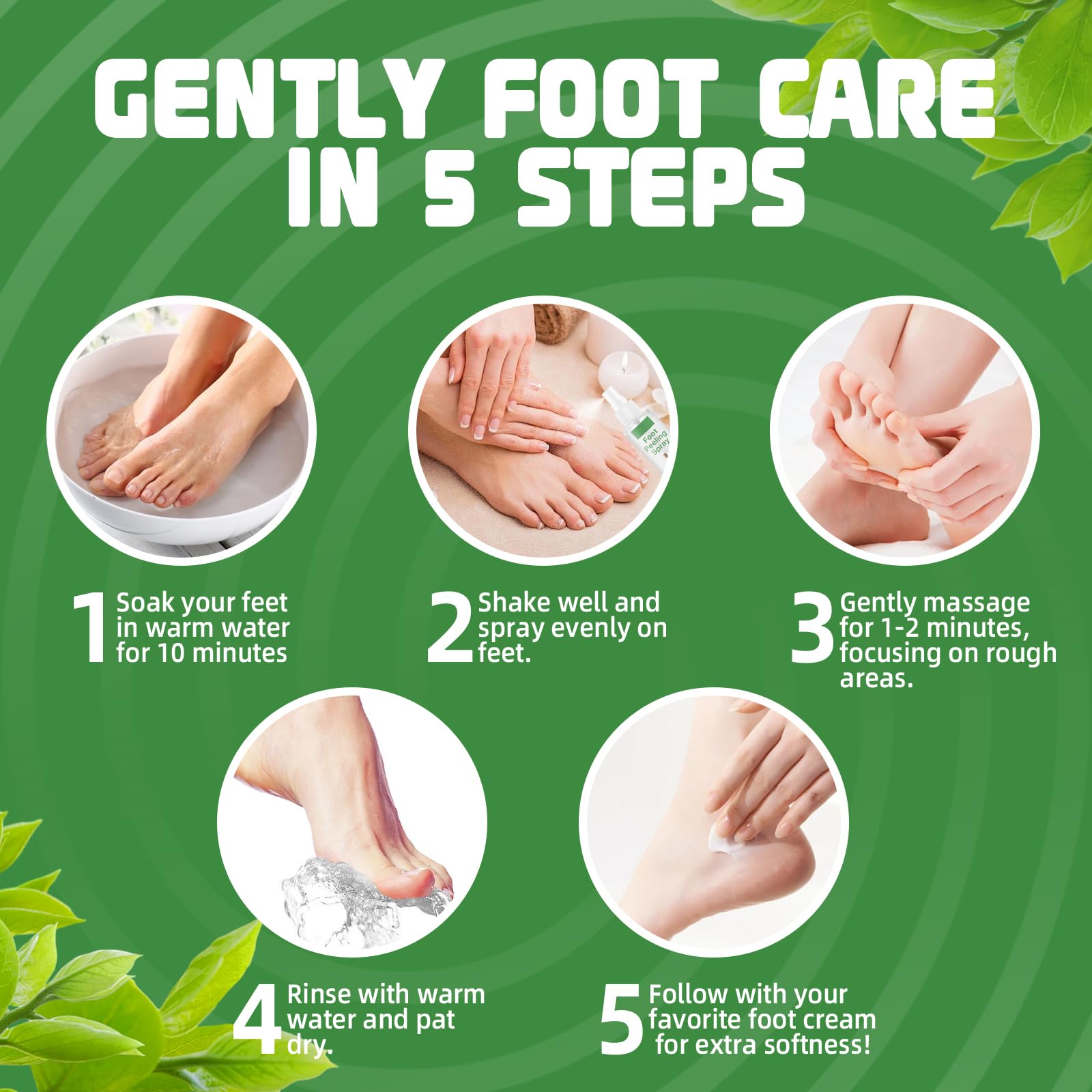 AOPEIBOTO being applied to heels for gentle exfoliation