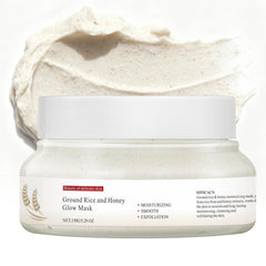 AOPEIBOTO front jar showing rice and honey mask packaging and clear benefit