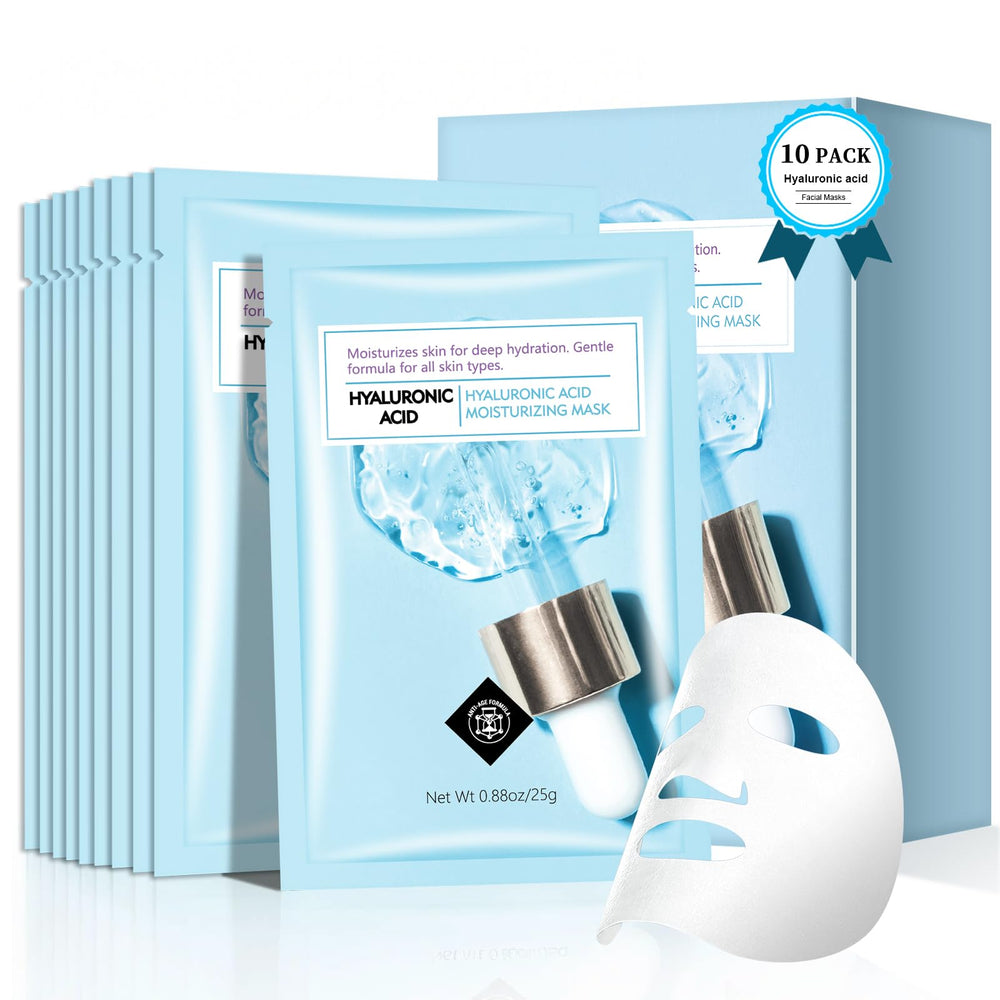 AOPEIBOTO front packaging showing ten hydrating face masks for easy storage