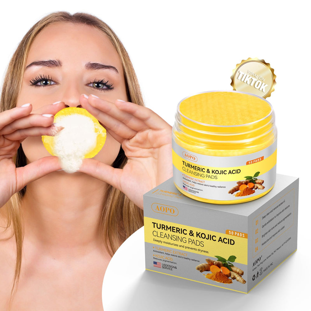 AOPO front packaging showing 50 cleansing pads and product benefit convenience
