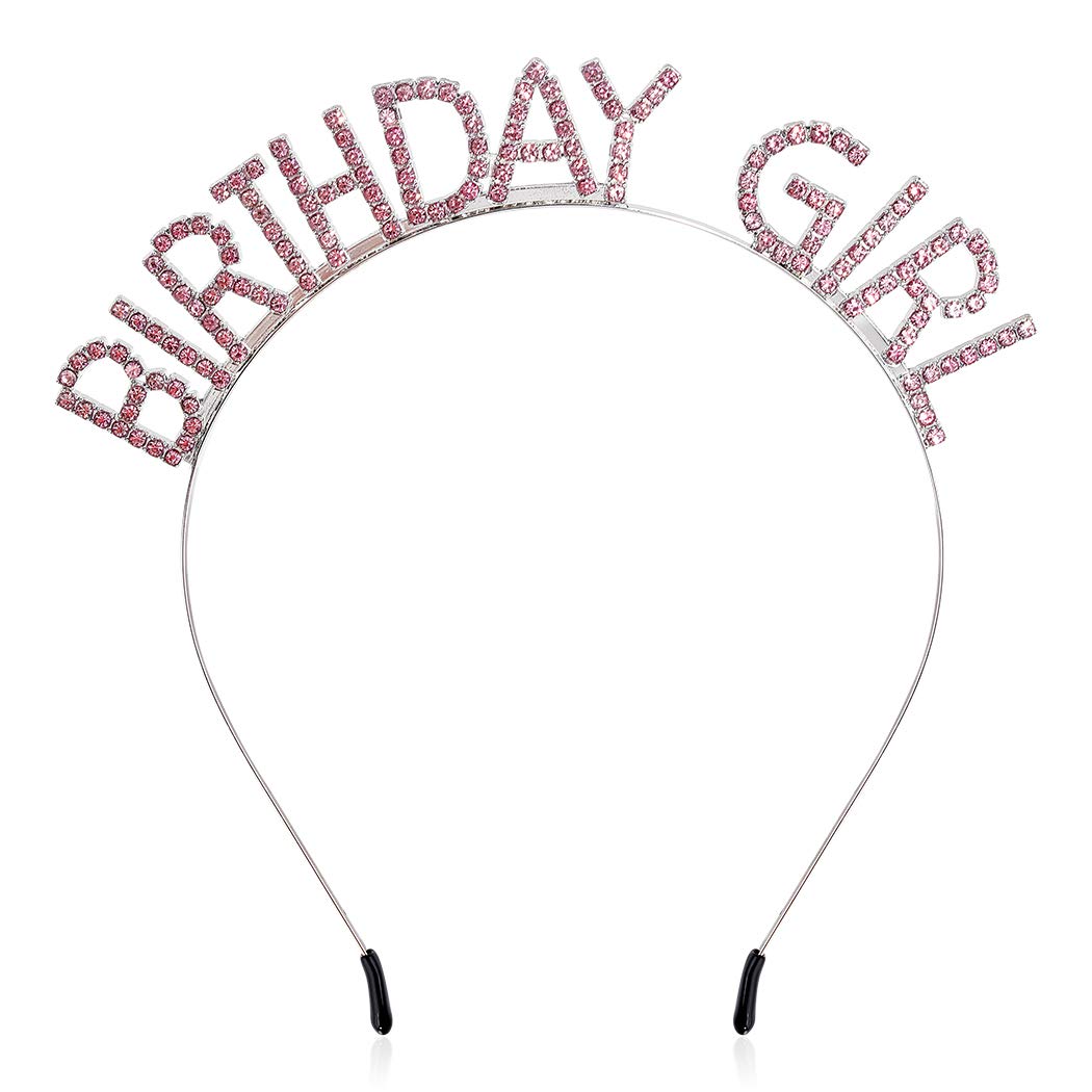 AOPRIE front view pink tiara headband, bright party-ready look