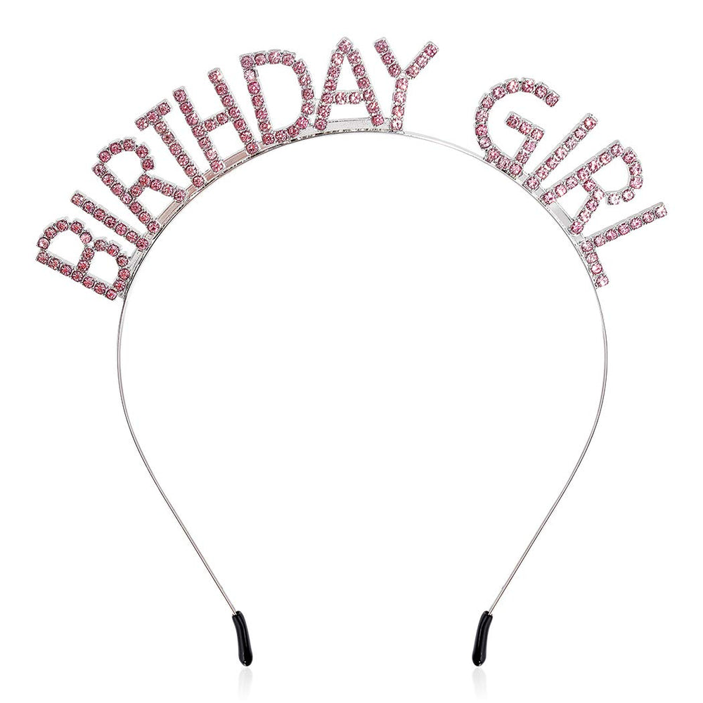AOPRIE front view pink tiara headband, bright party-ready look