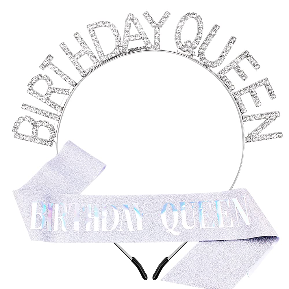 AOPRIE silver tiara front view showing rhinestone sparkle and celebratory look