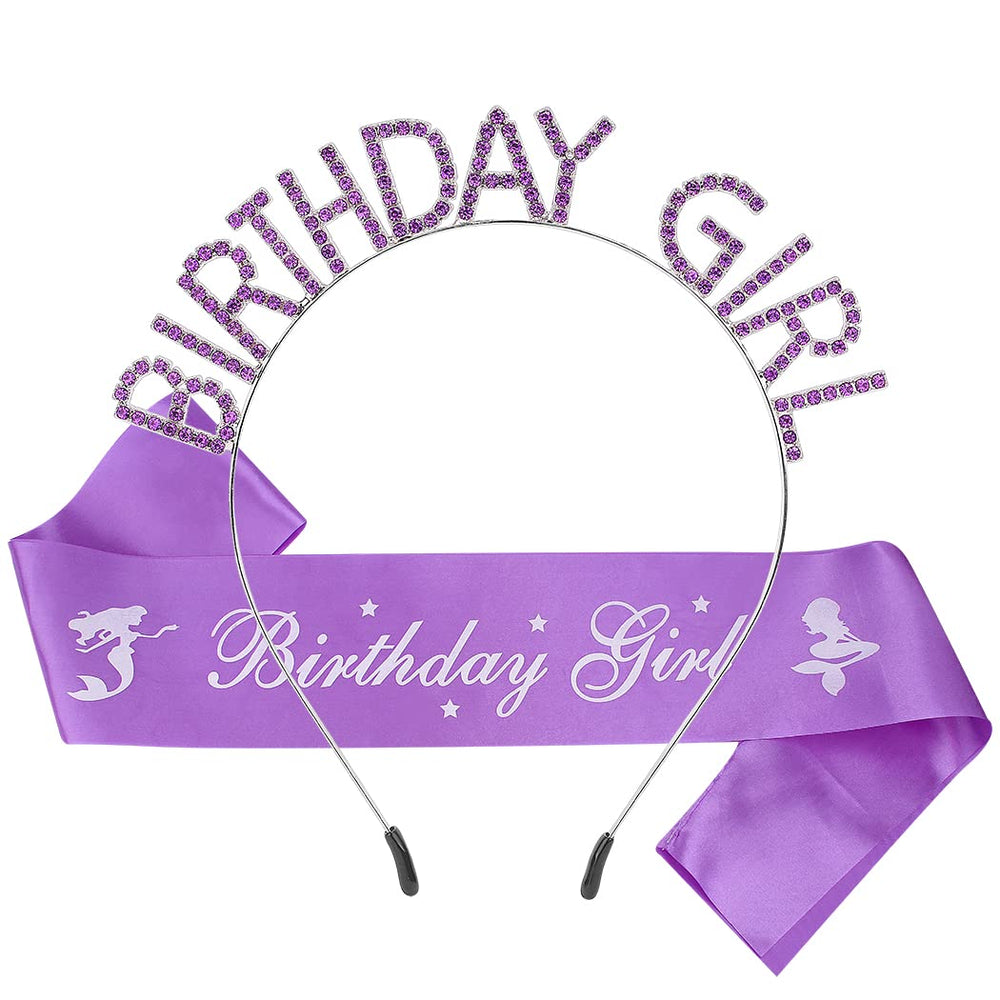 AOPRIE purple tiara front view adds sparkle and polished birthday look