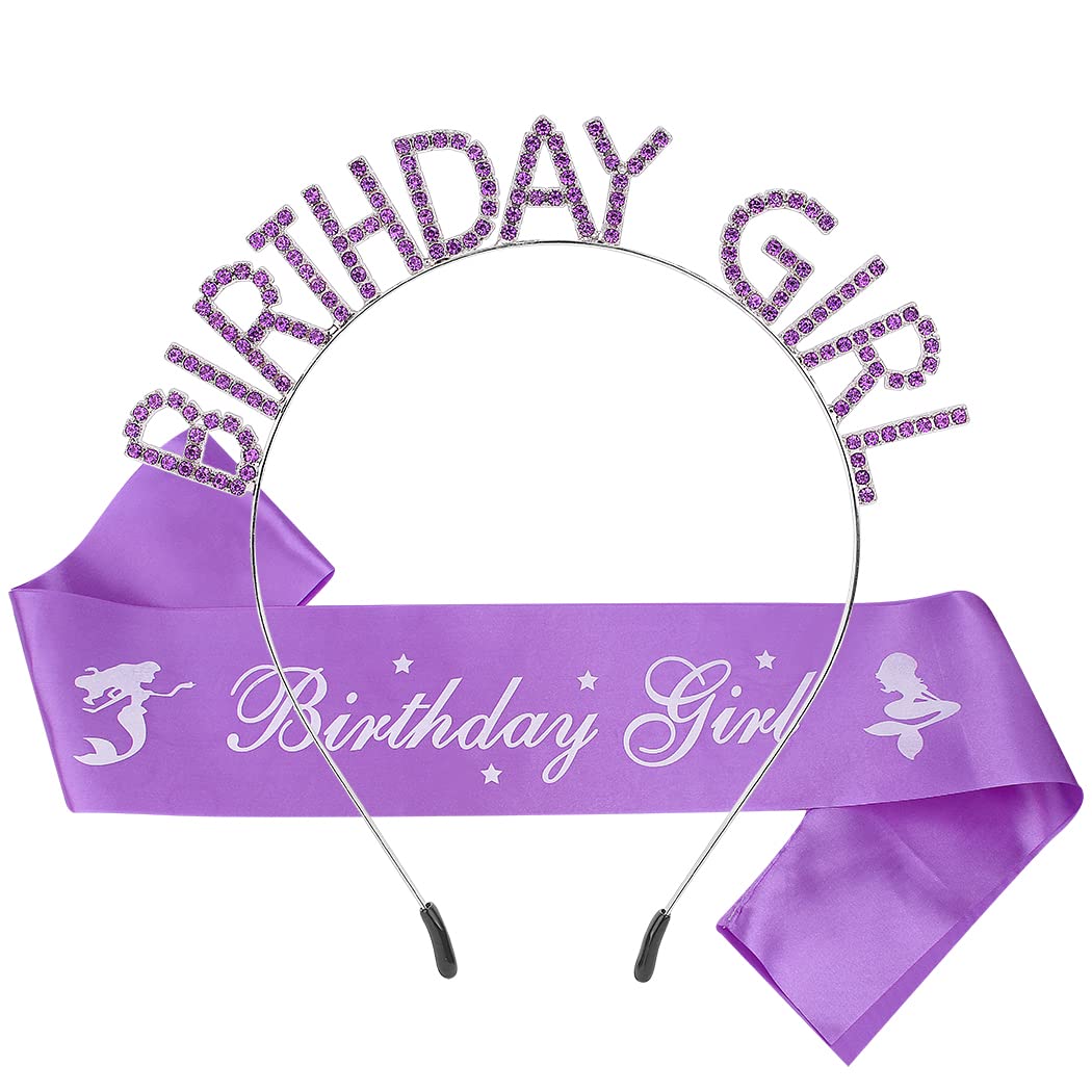 AOPRIE purple tiara front view adds sparkle and polished birthday look