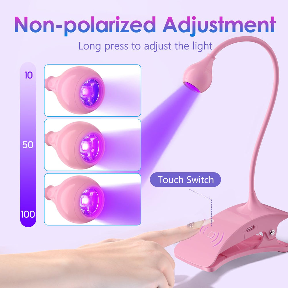 AORAEM clamp attached to desk demonstrating secure mounting for hands-free curing