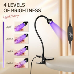 AORAEM clamp attached to desk keeping the lamp steady during manicures