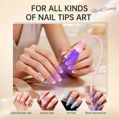 AORAEM curing gel in use showing targeted nail drying and time saving benefit