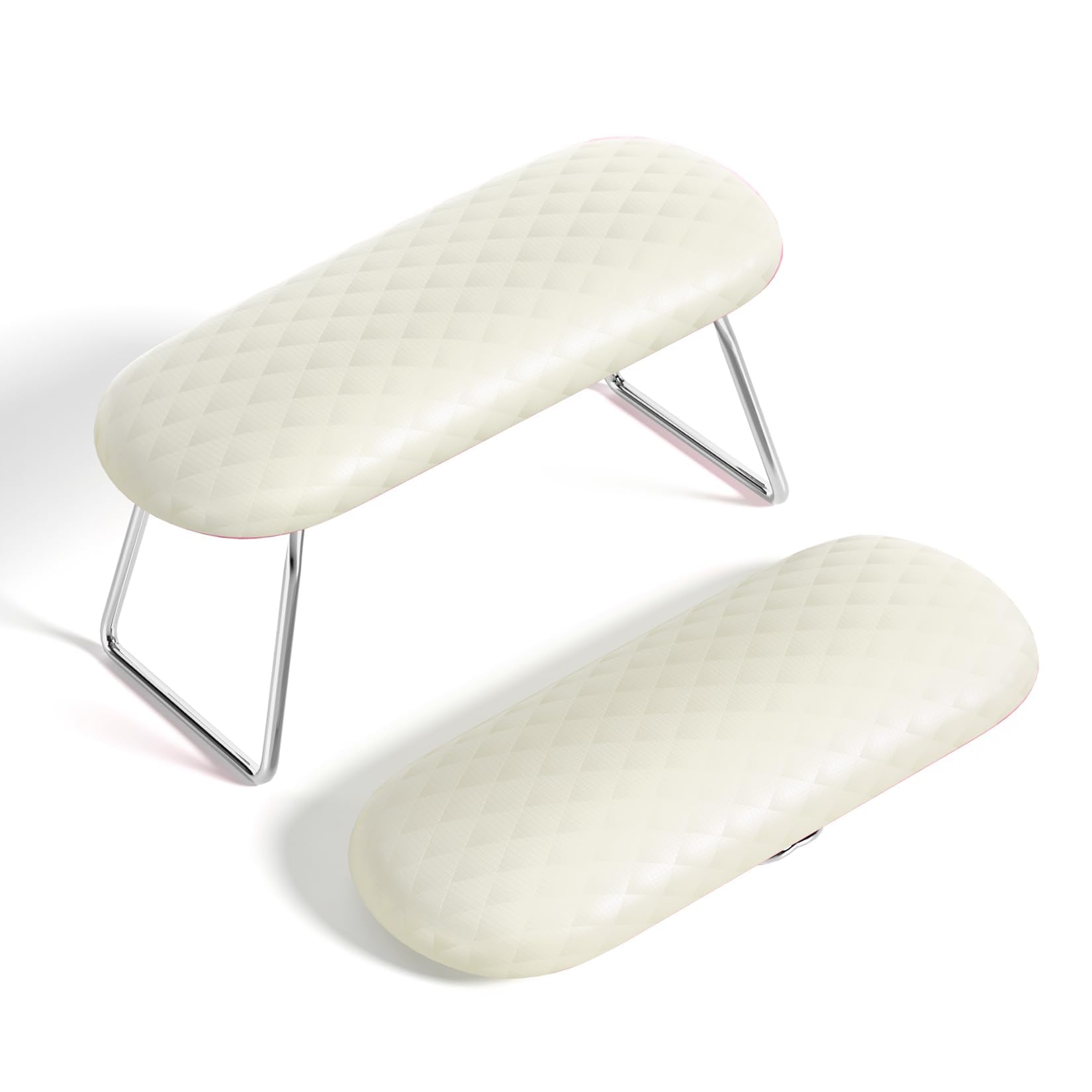 AORAEM front view of creamy white manicure arm rest showing ergonomic shape and support