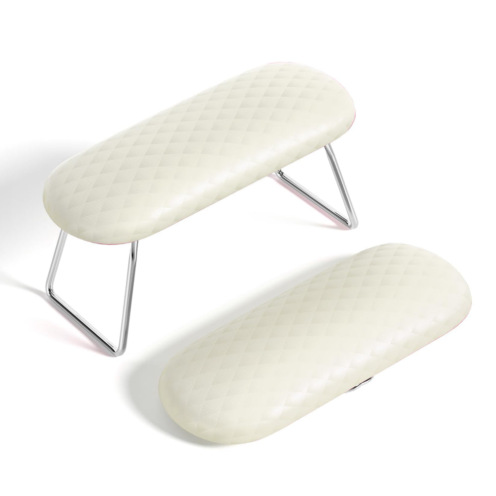 AORAEM front view of creamy white manicure arm rest showing ergonomic shape and support